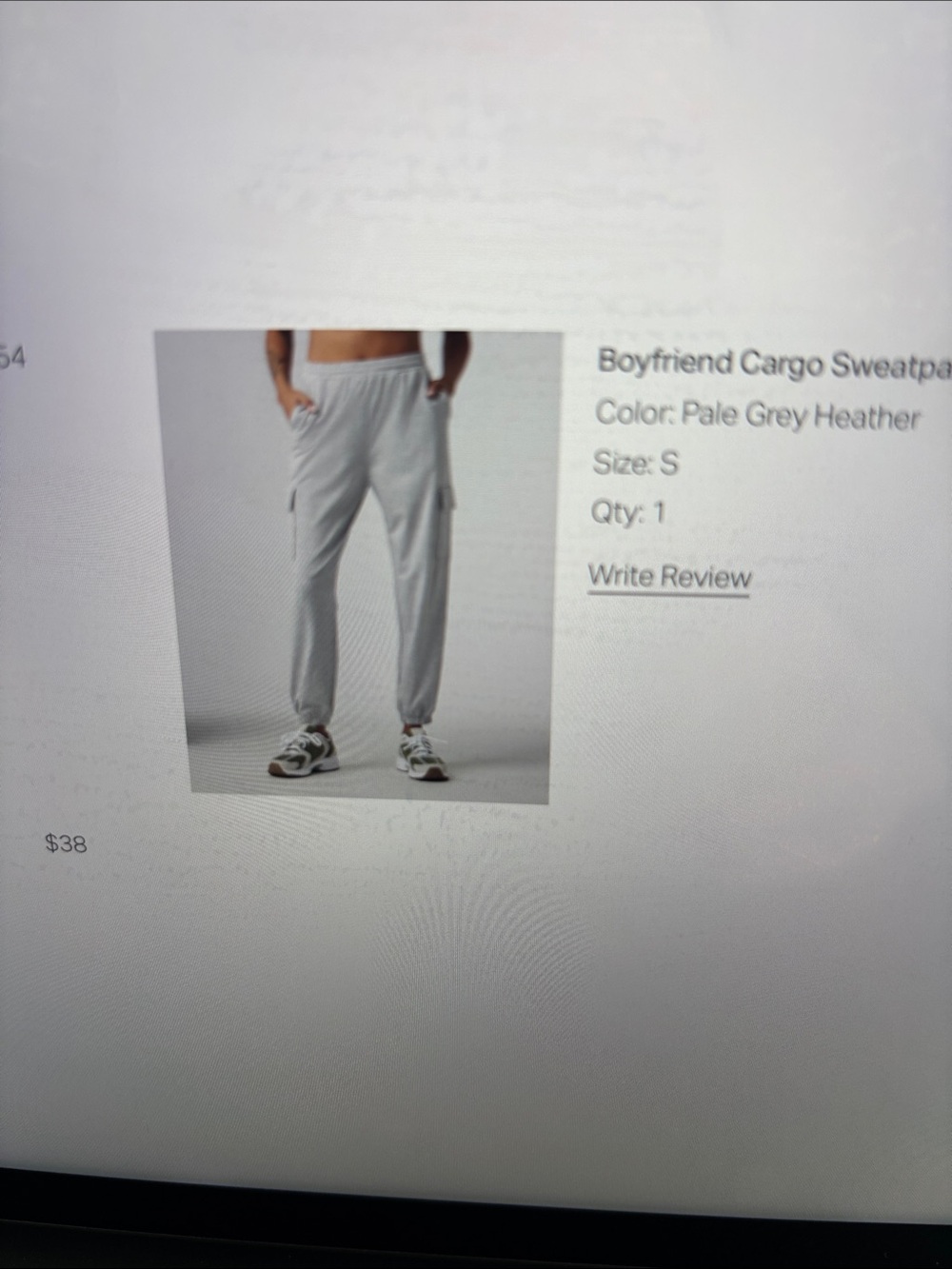 Vuori women’s never worn Boyfriend Cargo Sweatpants - Pale Grey Heather